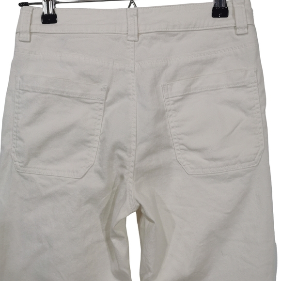 Massimo Dutti White Straight Leg High Mid Rise Ankle Length Jeans - Sz 2 - Picture 5 of 8